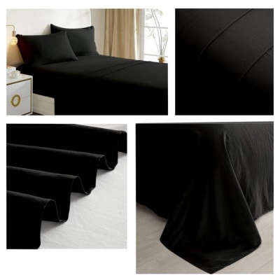 JUEGO DE SABANAS LISO EN COLOR NEGRO 1 UNIDAD1