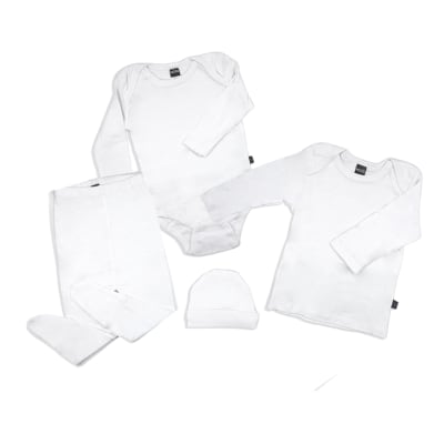 Set mota conjunto de 4 piezas algodon color blanco para bebes - Pack 4 conjuntos