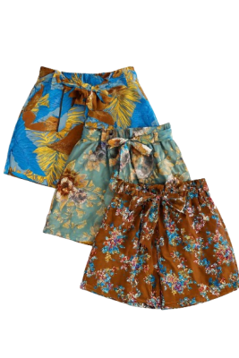 Shorts casual con estampado floral y cintura elástica de mujer - Pack 6 unidades
