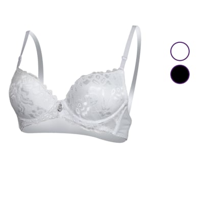 Sostén Copa A con Encaje blanco y Negro Para Mujer - Pack 12 unidades