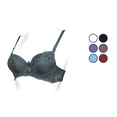 Sostén copa A con encaje liso completo surtidos para mujer - Pack 12 unidades1