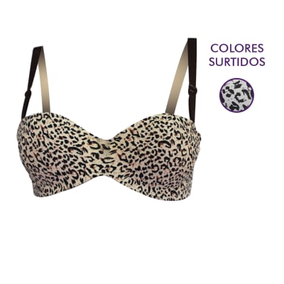 Sostén copa B stranples animal print segunda piel para mujer - Pack 12 unidades