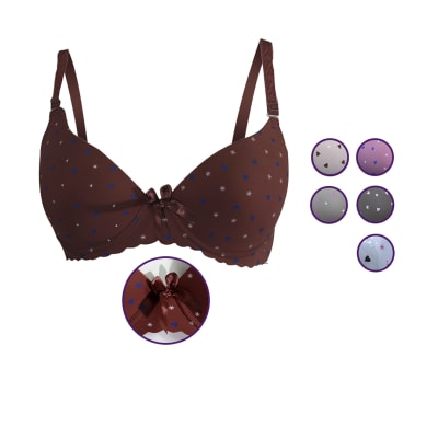 Sostén Copa B Con Estampado De Corazon Para Mujer - Pack 12 Unidades1