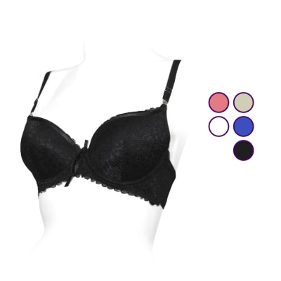 Sostén copa B color liso con encaje surtido para mujer - Pack 12 unidades1