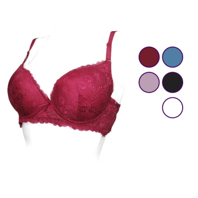 Sostén Copa C Con Encaje De Flores Colores Surtidos Para Mujer - Pack 12 Unidades1