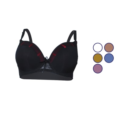 Sostén copa C color liso y diseño en borde para mujer - Pack 12 unidades1