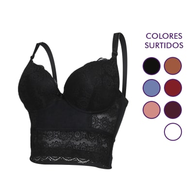 Sostén Tipo Corset Con Diseño Encaje Para Mujer - Pack 12 Unidades