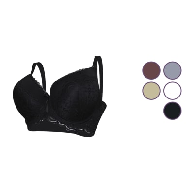 Sostén copa D encaje flor 3 broches surtidos para mujer - Pack 12 unidades