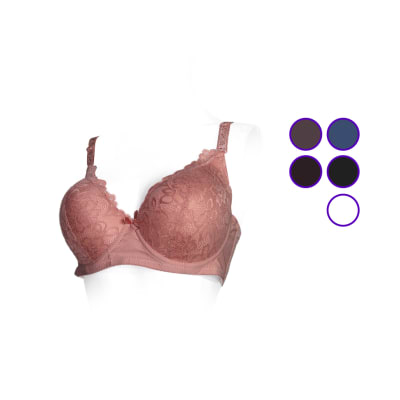 Sostén De 4 Ganchos Copa D Bordado De Flor Para Mujer - Pack 12 Unidades1