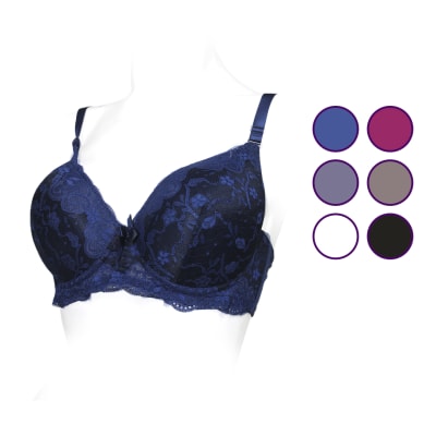 Sostén copa D con encaje completo y contorno liso para mujer - Pack 12 unidades1