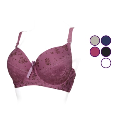 Sostén copa D con encaje y estampado para mujer - Pack 12 unidades1