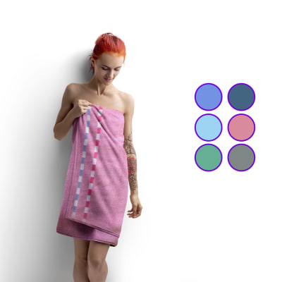 Toallas Diseño Dos Líneas Con Cuadros En Borde - Pack 6 Unidades1