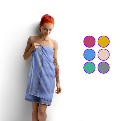 Toalla De Hogar Con Diseño Líneas Con Cuadros Dorados - Pack 6 Unidades1