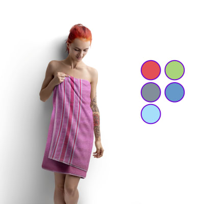 Toalla De Hogar Con Diseño Tres Líneas Bordadas Colores Surtidos - Pack 12 Unidades1