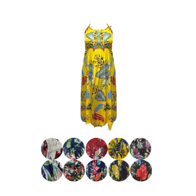 Vestidos verano estampado hojas 3 apliques para mujer - Pack 6 unidades1