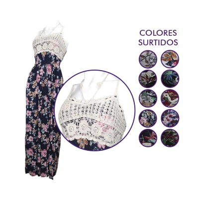 Vestidos elegante con diseños y detalle de crochet para mujer - Pack 6 unidades
