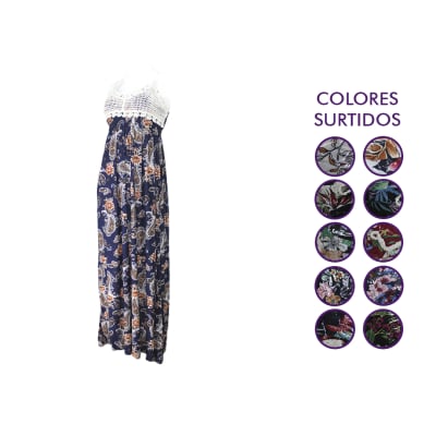 Vestidos largos diseños multicolor tejidos a crochet para mujer - Pack 3 unidades