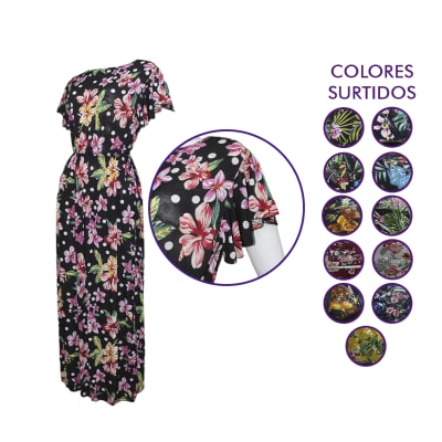 Vestidos manga corta estampados de flores surtidos para mujer - Pack 6 unidades