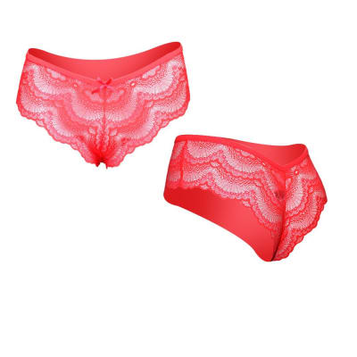 PANTALETA PARA MUJER ENCAJE COMPLETO COL. ROJO Y BLANCO TALLA XL PACK POR 2 UNIDADES1