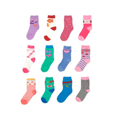 Calceta largas de toalla con diseño surtidos para niñas - Pack 12 unidades