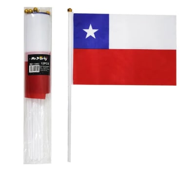 Bandera Chilena De Mano Para Fiestas Patrias - Pack 12 Unidades1