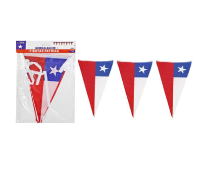 Banderín Mediano Para Fiesta Patrias Diseño Banderas De Chile - Pack 1 Unidad1