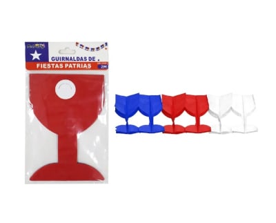 Guirnaldas Pequeña Para Fiesta Patrias Diseño De Copas Tricolor - Pack 3 Unidades