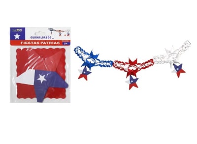Guirnalda pequeña fiestas patrias diseño  estrella chilena - Pack 1 unidad