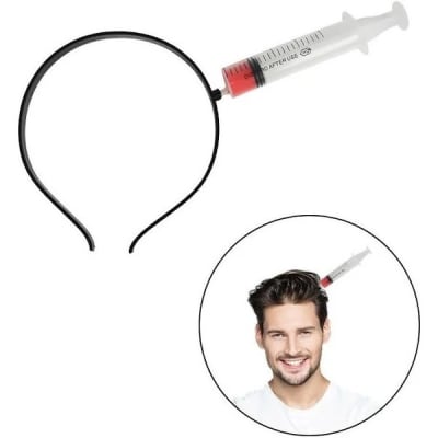 Diadema de terror Jeringa  efecto atravesando Cabeza - Pack 1 Unidad1