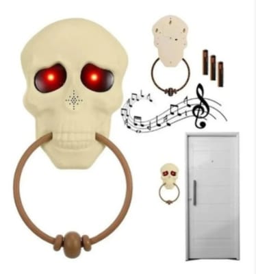 Timbre de puerta Calavera para Halloween con sonido - Pack 1 unidad