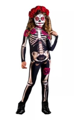 Disfraz infantil para Halloween Esqueleto Catrina para niña - Pack 1 unidad
