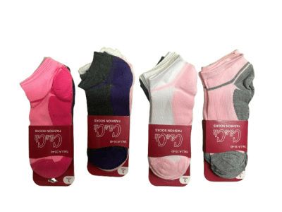 Calcetas tobilleras de algodón tonos bicolor lisos para mujer - Pack 12 unidades