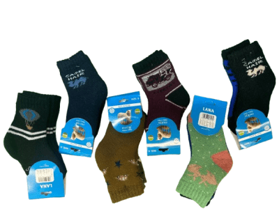 Calcetas de lana media caña diseños y colores surtidos para niños - Pack 6 unidades2