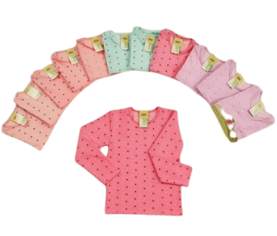 Camiseta polar bambú cuello redondo de mariposas para niñas - Pack 12 unidades