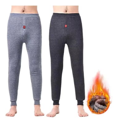 Calzoncillo de polar en color gris liso con puños para hombre - Pack 12 unidades