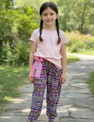 Pantalón bombacha con diseños bolsillos y lazos para niñas - Pack 12 unidades
