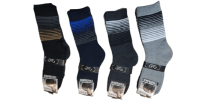 Calcetas termicas de algodon diseno lineas para hombres - Pack 12 unidades