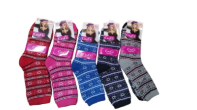 Calcetas media cana de toalla disenos triangulos para mujer - Pack 12 unidades