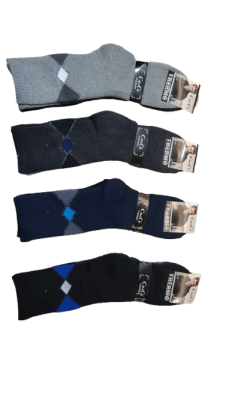 Calcetas termicas media cana algodon rombo para hombres - Pack 12 unidades