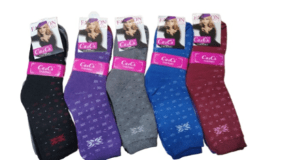 Calcetas thermo de algodon disenos copos nieve para mujer - Pack 12 unidades
