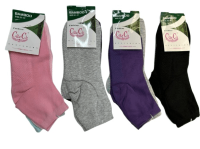 Calcetas media caña algodón y bambú color liso para mujer - Pack 12 unidades