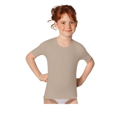Camiseta panty manga corta color beige para niñas - Pack 2 Unidades