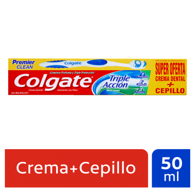 COLGATE TRIPLE ACCION 50ML + CEPILLO PREMIER CLEAN