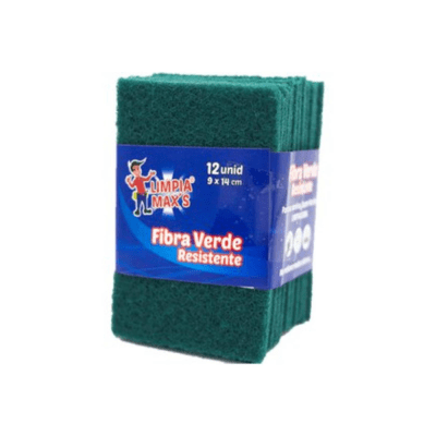 LIMPIA MAXS ESPONJA FIBRA VERDE 12UND 9 X 14CM