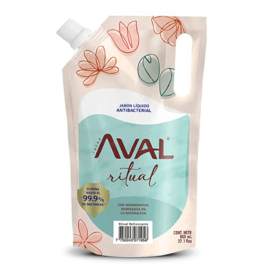 JABON LIQUIDO AVAL ANTIBACTERIAL 800ML RITUAL REFRESCANTE