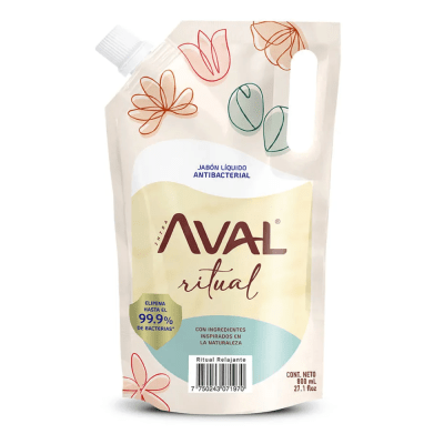 JABON LIQUIDO AVAL ANTIBACTERIAL 800ML RITUAL RELAJANTE