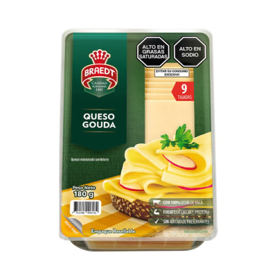 BRAEDT QUESO GOUDA 180G 9 TAJADAS
