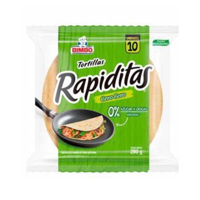 BIMBO TORTILLAS RAPIDITAS 280G X 10 CERO CERO