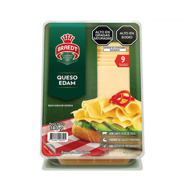 BRAEDT QUESO EDAM 180G 9 TAJADAS
