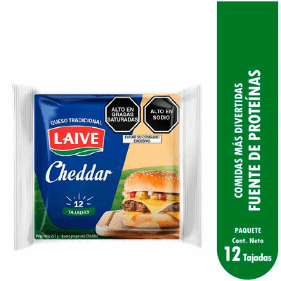 LAIVE QUESO CHEDDAR 12 TAJADAS 227G